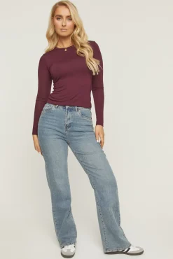 Rebellious Fashion Acid Blue Washed Stretch Straight Leg Jeans - Scarlett
