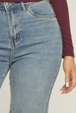 Rebellious Fashion Acid Blue Washed Stretch Straight Leg Jeans - Scarlett