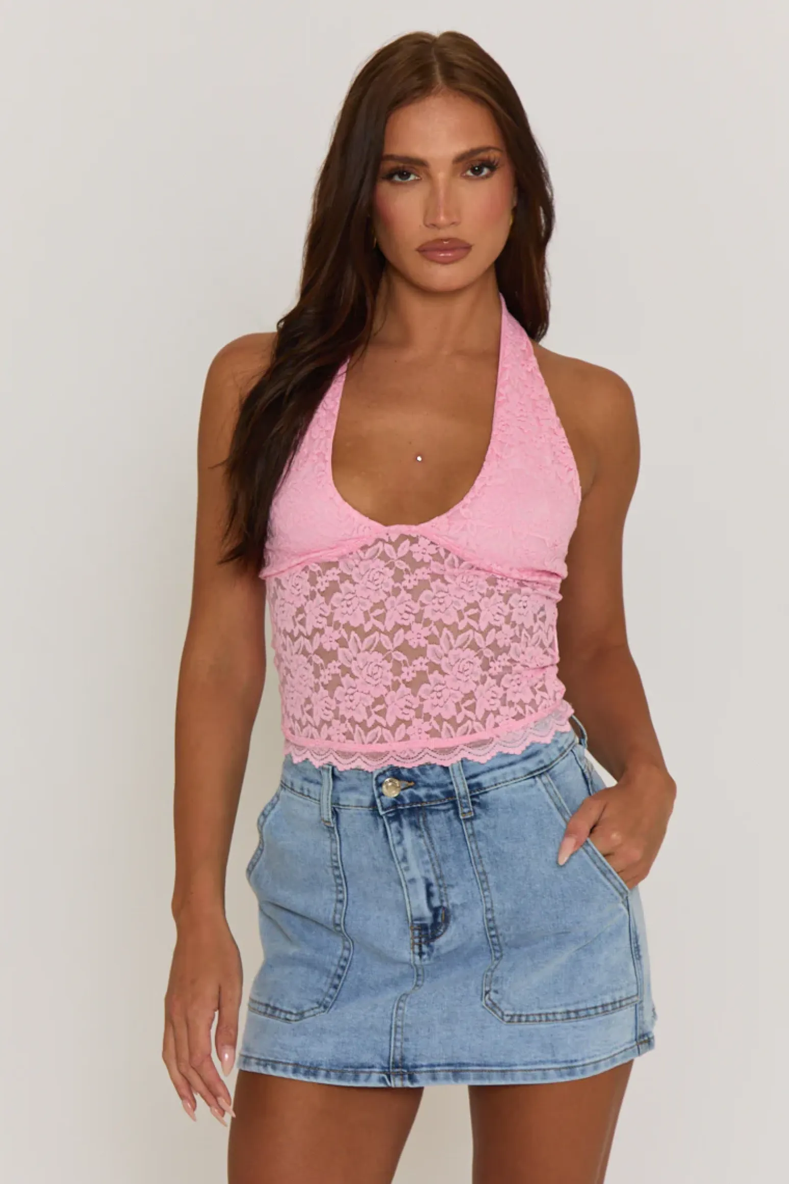 Rebellious Fashion Acid Wash Blue Pocket Detail Denim Mini Skirt - Melania