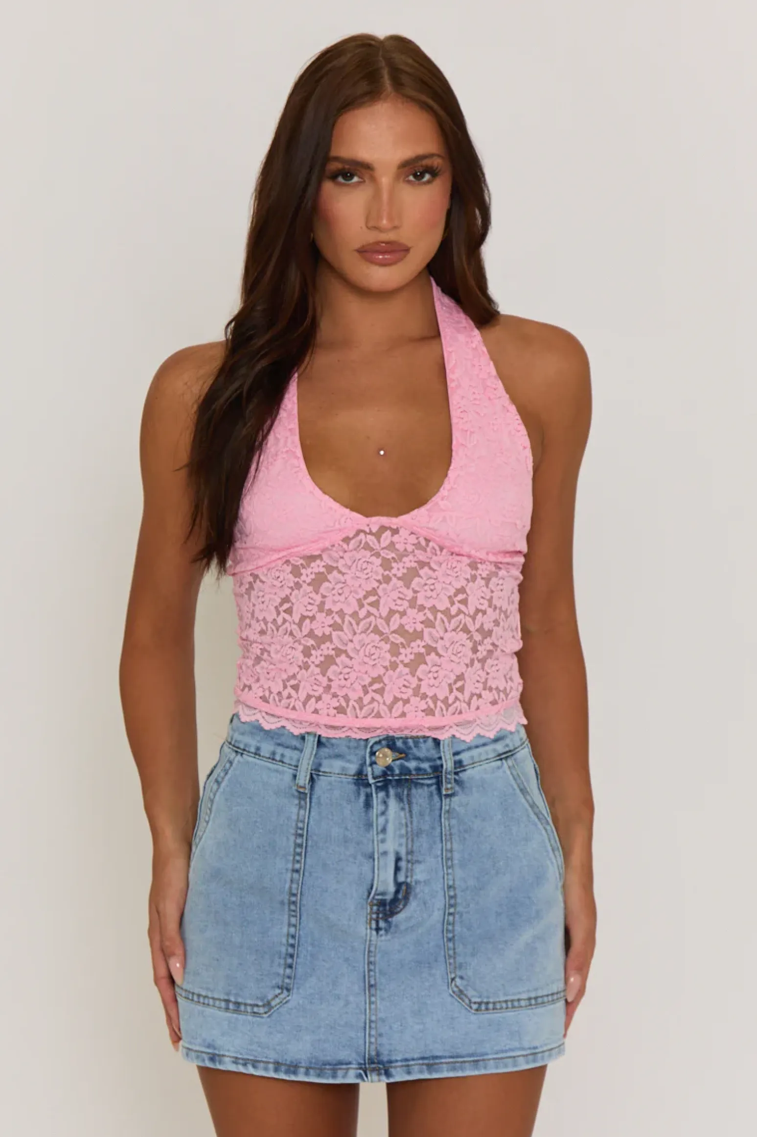 Rebellious Fashion Acid Wash Blue Pocket Detail Denim Mini Skirt - Melania