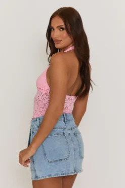 Rebellious Fashion Acid Wash Blue Pocket Detail Denim Mini Skirt - Melania
