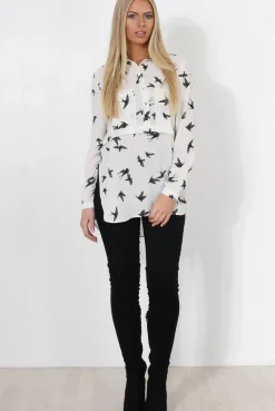 Rebellious Fashion Alena White Print Shirt