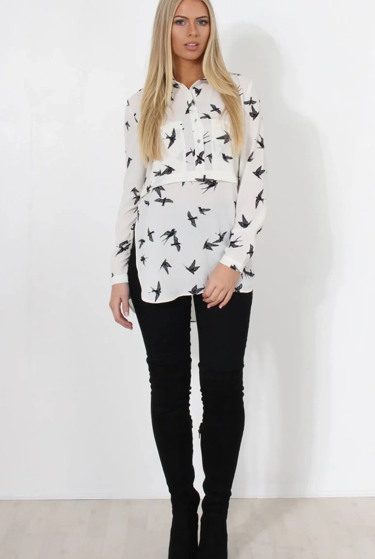 Rebellious Fashion Alena White Print Shirt
