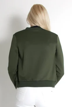 Rebellious Fashion Alexus Khaki Zip Front Bomber Jacket