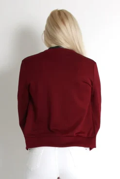Rebellious Fashion Alexus Wine Zip Front Bomber Jacket