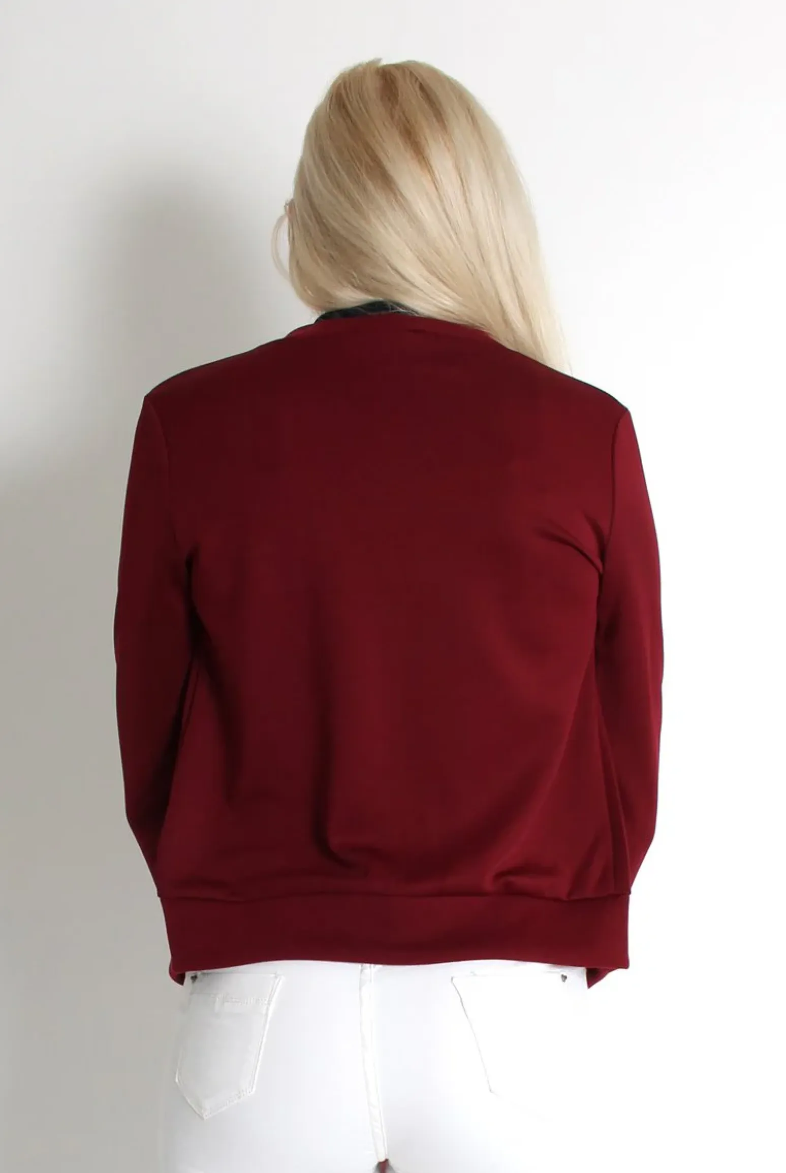 Rebellious Fashion Alexus Wine Zip Front Bomber Jacket