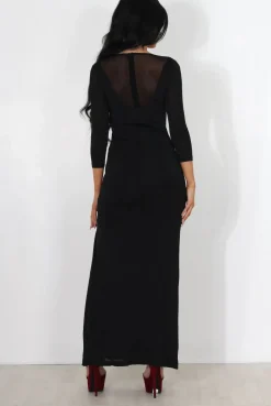 Rebellious Fashion Alizah Black Tie Front Maxi Dress