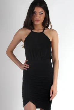 Rebellious Fashion Allisa Black Rushed Side Dress