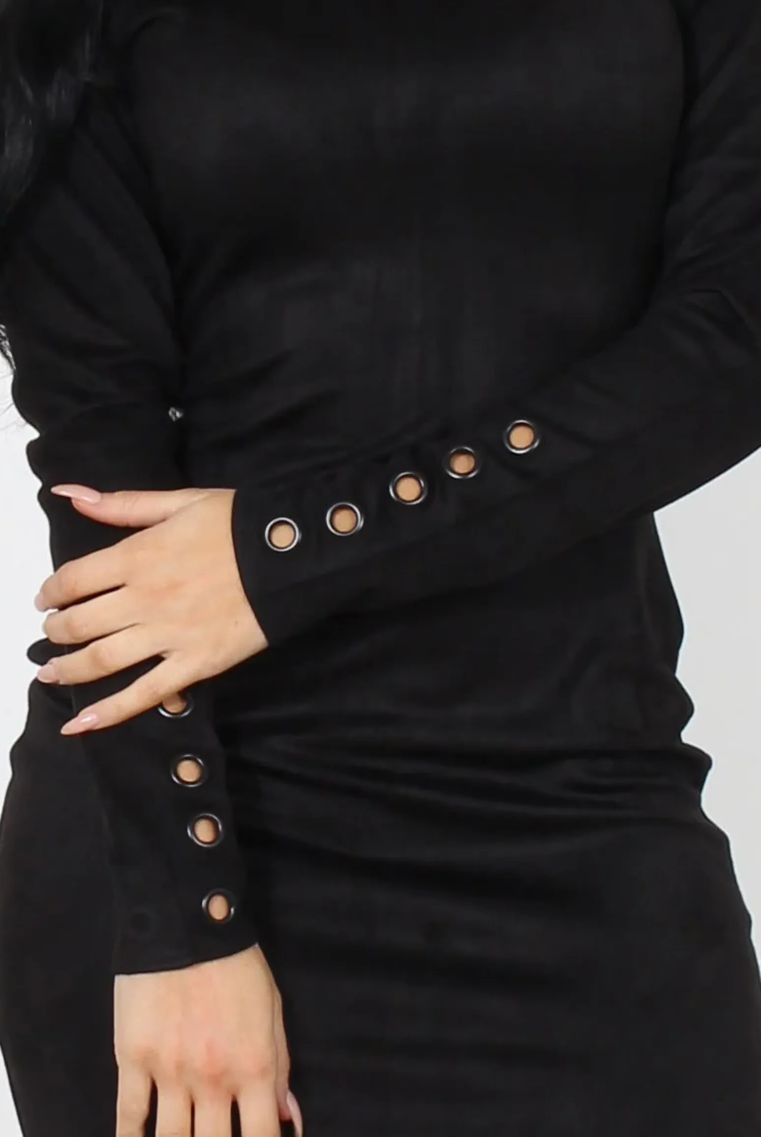 Rebellious Fashion Ami Black Eyelet Detail Dress