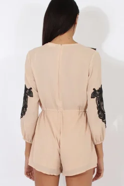 Rebellious Fashion Apricot Applique Wrap Around Playsuit - Izzie