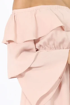 Rebellious Fashion Apricot Layered Bardot Playsuit - Barbara