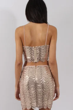Rebellious Fashion Apricot Sequin Skirt - Milda
