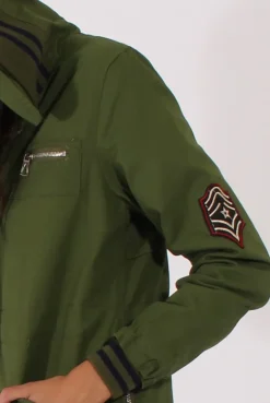 Rebellious Fashion Army Green Badge Detail Parka Jacket - Phoenix