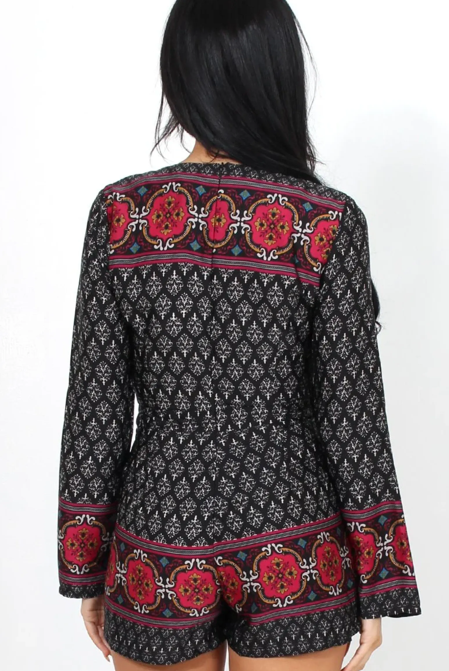 Rebellious Fashion Ash Black Paisley Print Playsuit
