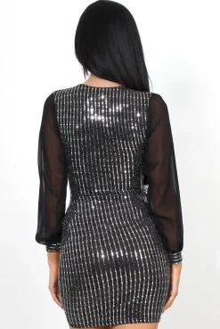 Rebellious Fashion Ashina Black glitter Bodycon Dress