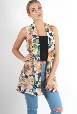 Rebellious Fashion Ashleigh Floral Sleeveless Jacket