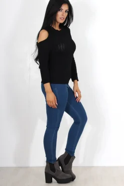 Rebellious Fashion Auden Black Cold Shoulder Top