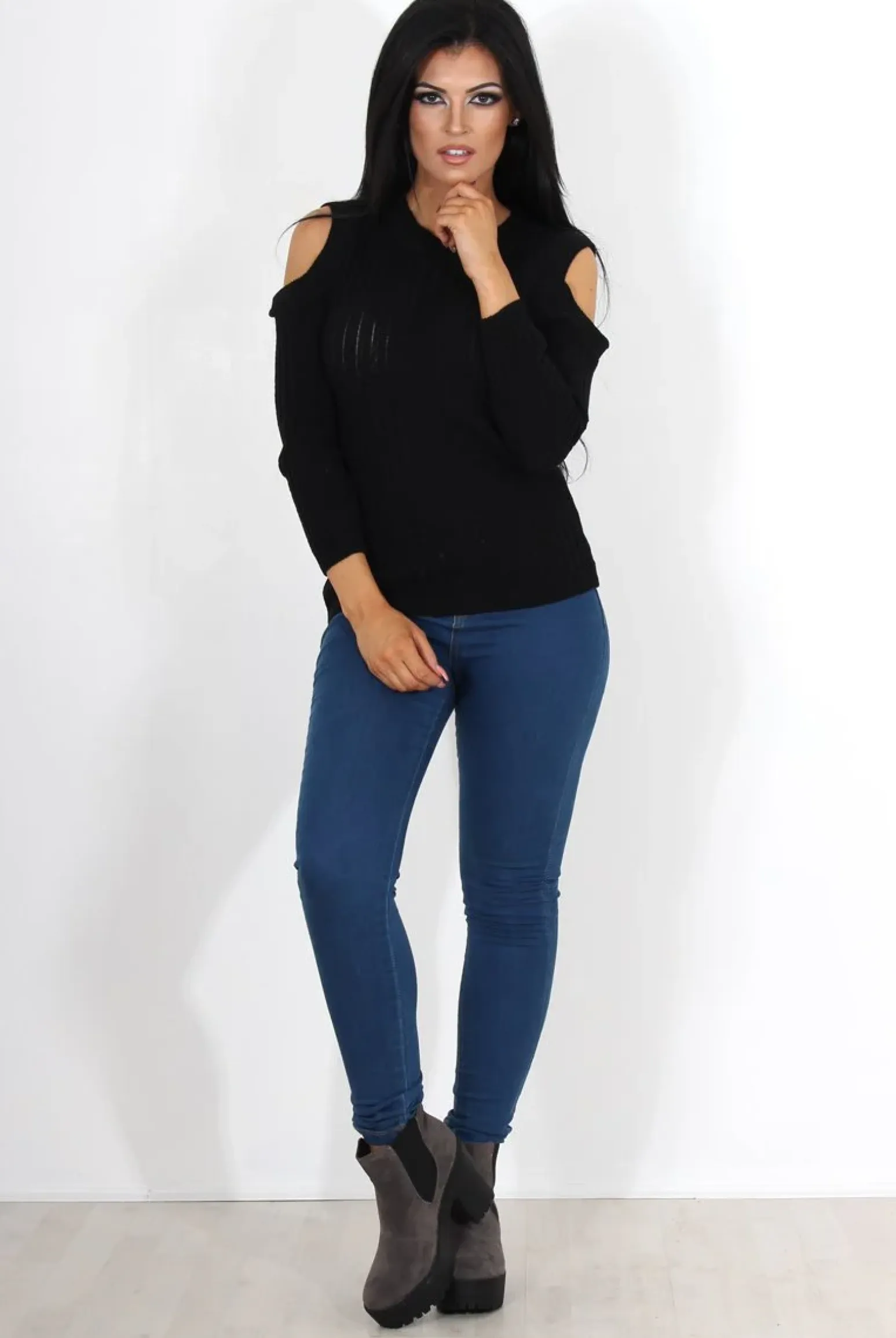 Rebellious Fashion Auden Black Cold Shoulder Top
