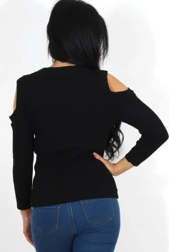 Rebellious Fashion Auden Black Cold Shoulder Top