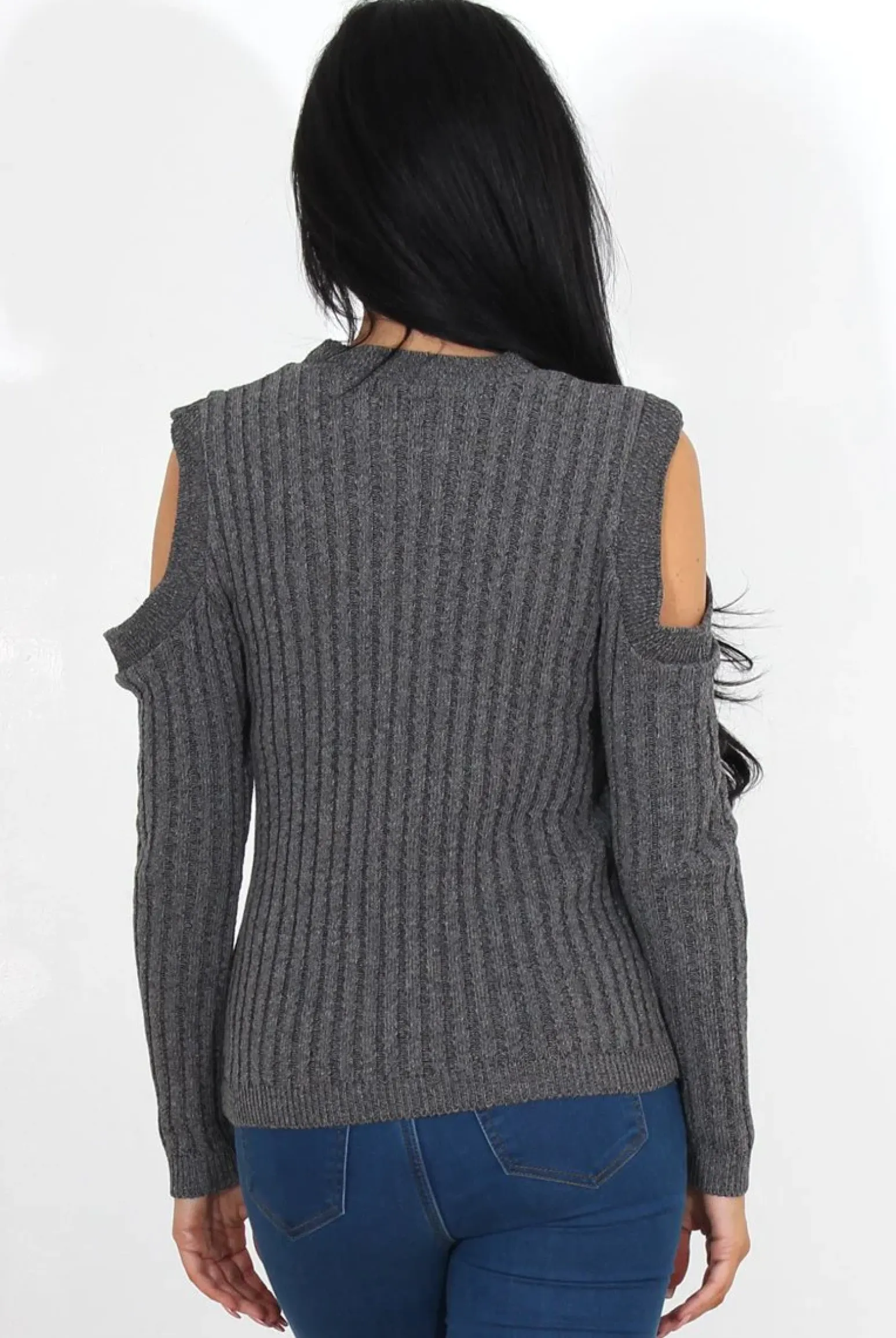 Rebellious Fashion Auden Grey Cold Shoulder Top