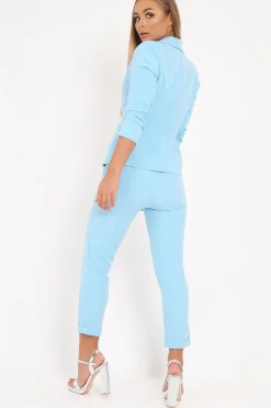 Rebellious Fashion Baby Blue Blazer and Trousers Co-Ord - Rossie