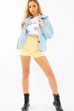 Rebellious Fashion Baby Blue Zip Front Rain Jacket - Idalie