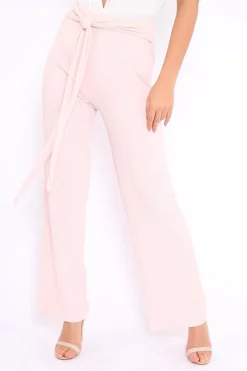 Rebellious Fashion Baby Pink Wide Legged Pleated Trousers - Chantel