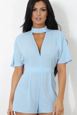 Rebellious Fashion Ballon Blue V Front Playsuit