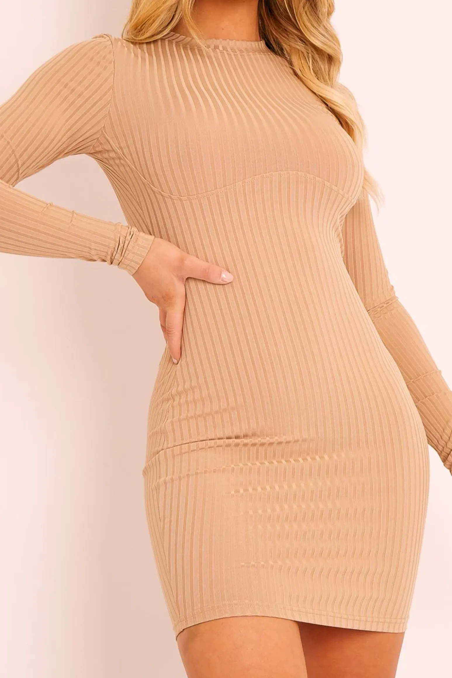 Rebellious Fashion Beige Under Bust Corset Bodycon Mini Dress - Norah