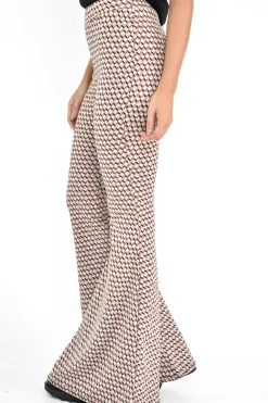Rebellious Fashion Beige Aztec High Waisted Flared Trousers - Kamryn