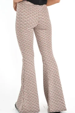 Rebellious Fashion Beige Aztec High Waisted Flared Trousers - Kamryn