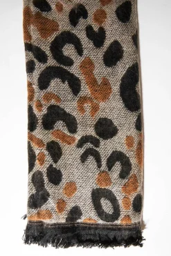 Rebellious Fashion Beige Black Leopard Print Knit Scarf - Addelyn