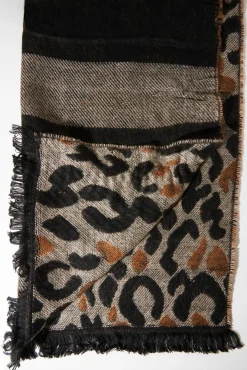 Rebellious Fashion Beige Black Leopard Print Knit Scarf - Addelyn