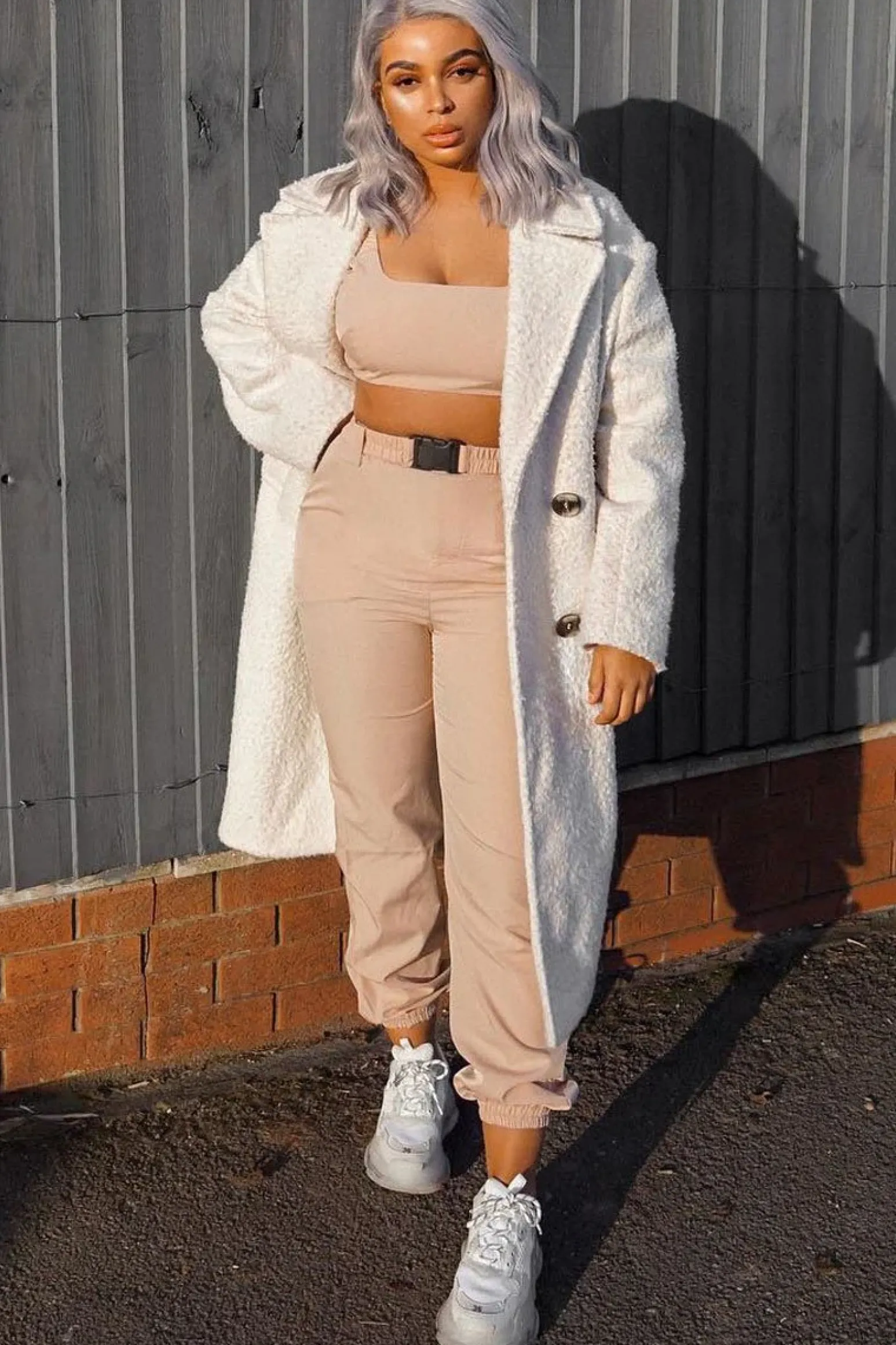 Rebellious Fashion Beige Buckle Cargo Pant Crop Top Co-Ord - Kahri