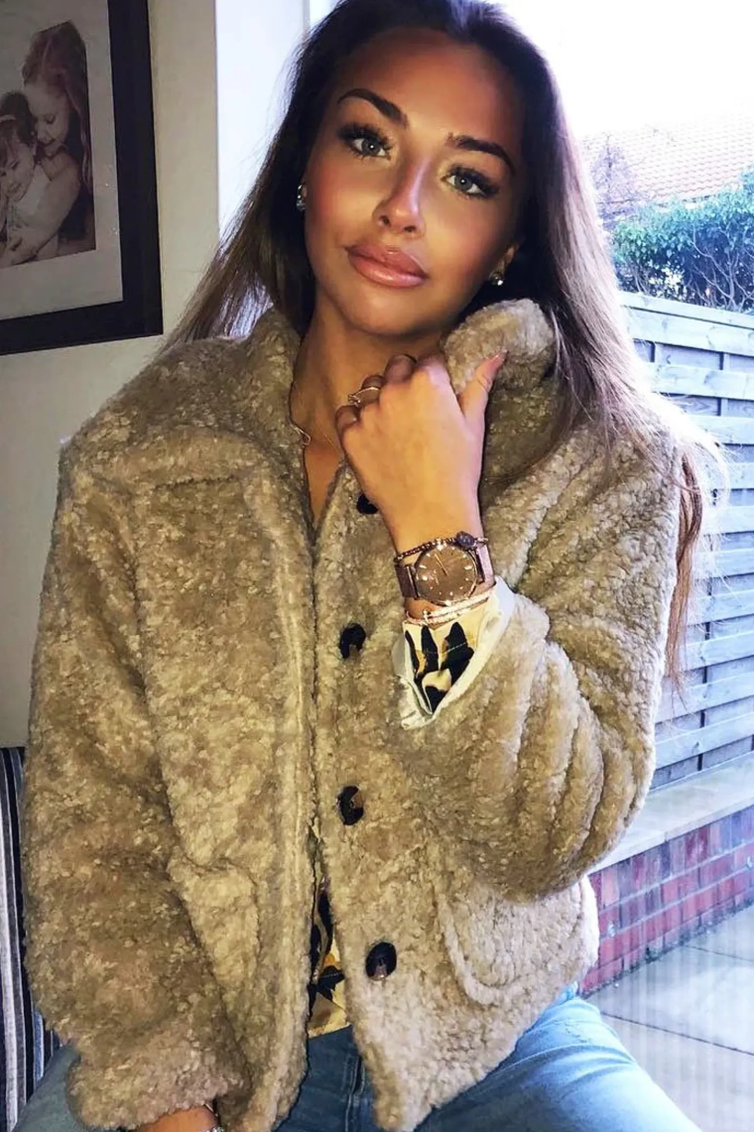 Rebellious Fashion Beige Button Front Borg Coat - Jordana
