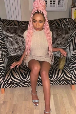 Rebellious Fashion Beige Cable Knit Crop Top And Skirt Co-ord - Galiana