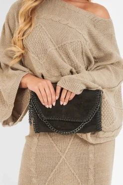 Rebellious Fashion Beige Cable Knit Jumper Midi Skirt Co-Ord - Mahari