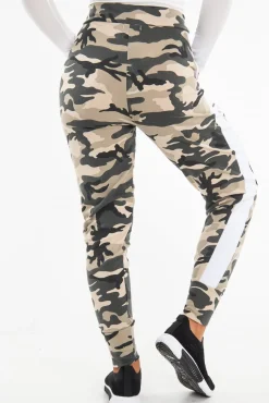 Rebellious Fashion Beige Camouflage Print Side Stripe Joggers - Shannen