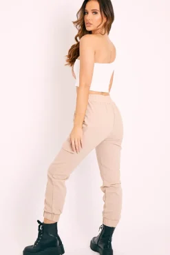 Rebellious Fashion Beige Cargo Pocket Joggers - Teigen