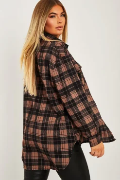 Rebellious Fashion Beige Checked Pocket Front Shirt - Haily