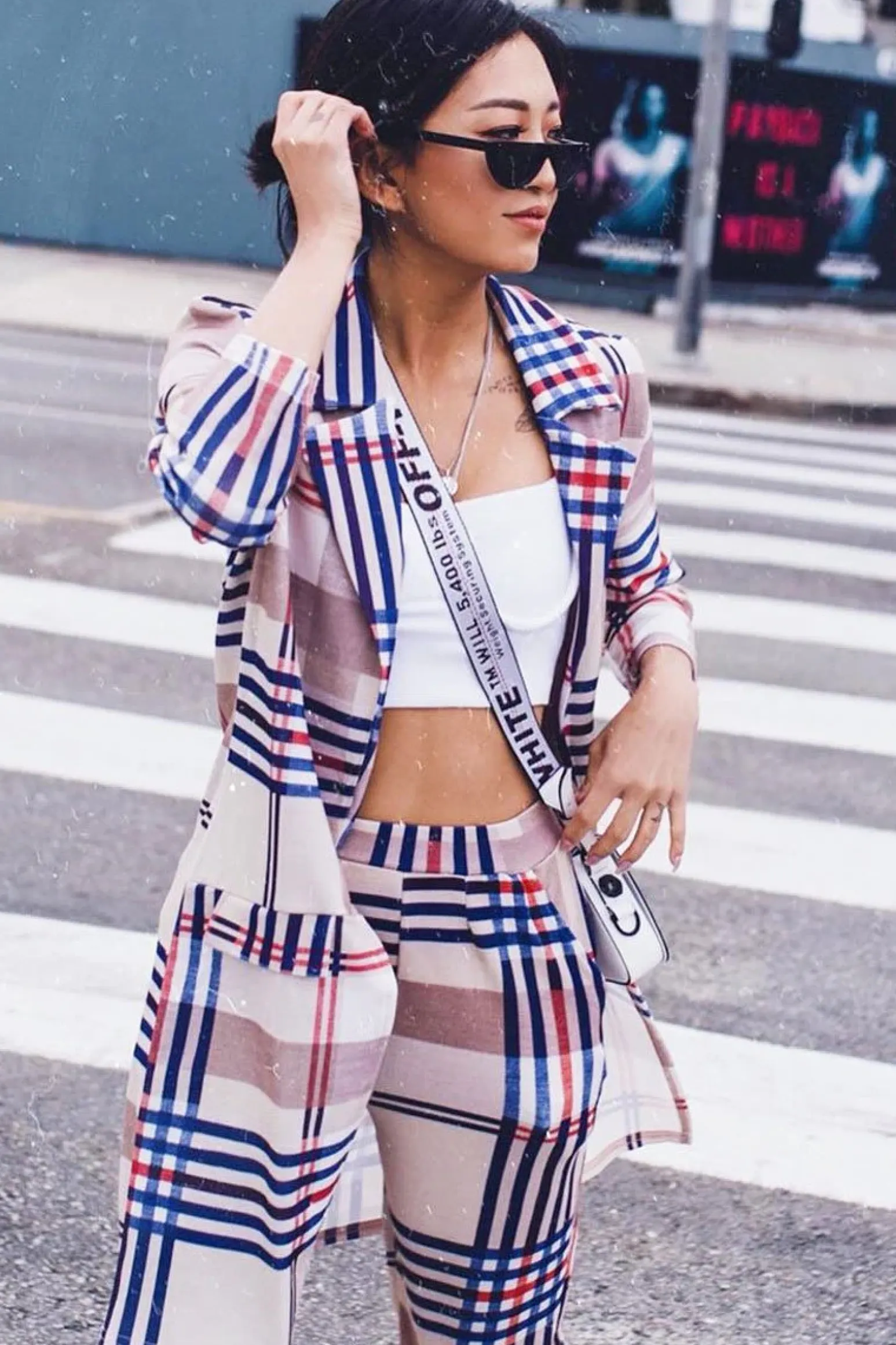 Rebellious Fashion Beige Check Long Line Blazer - Trudey