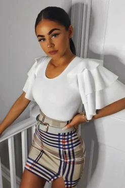 Rebellious Fashion Beige Check Skirt - Kellsey