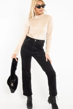 Rebellious Fashion Beige Chenille High Neck Zip Back Jumper - Ivania