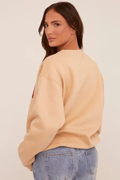 Rebellious Fashion Beige Cherry Print Oversized Sweatshirt - Kellin