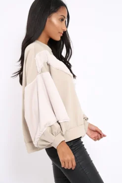 Rebellious Fashion Beige Chevron Fur Jumper - Lara