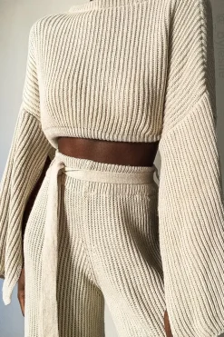 Rebellious Fashion Beige Chunky Knit Loungewear Set - Harper