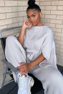 Rebellious Fashion Beige Chunky Knit Loungewear Set - Harper