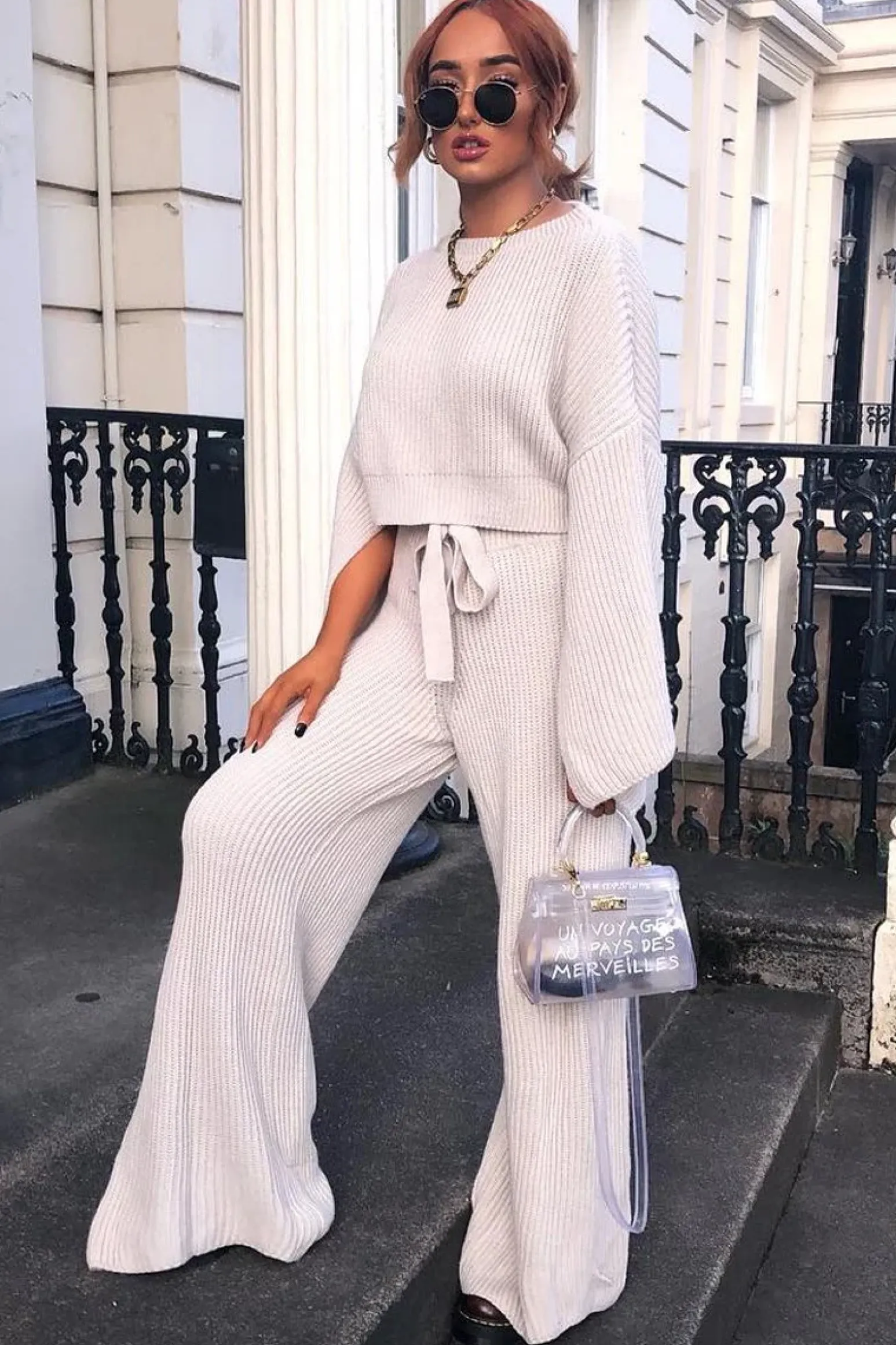 Rebellious Fashion Beige Chunky Knit Loungewear Set - Harper