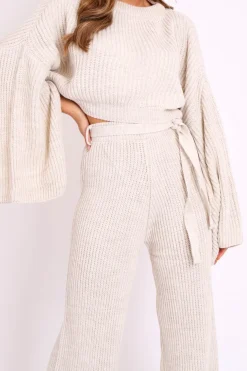 Rebellious Fashion Beige Chunky Knit Loungewear Set - Harper