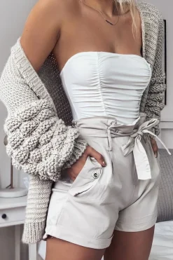 Rebellious Fashion Beige Chunky Knit Oversized Cardigan - Eaden